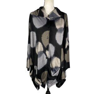 ITEMZ Chis Baumgartner ribbed Lagenlook asymmetrical hem tunic top Women’s OS